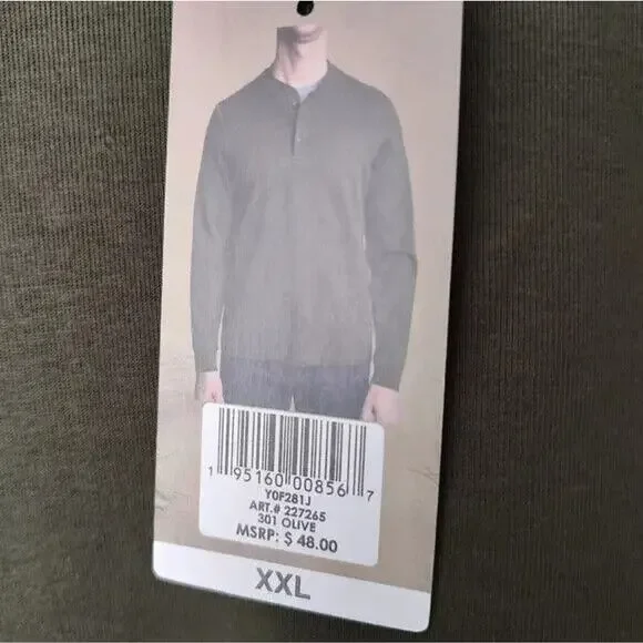 Copper & Oak Supply Olive Long Sleeve Cotton Blend Henley T-Shirt Men's XXL - Picture 6 of 10